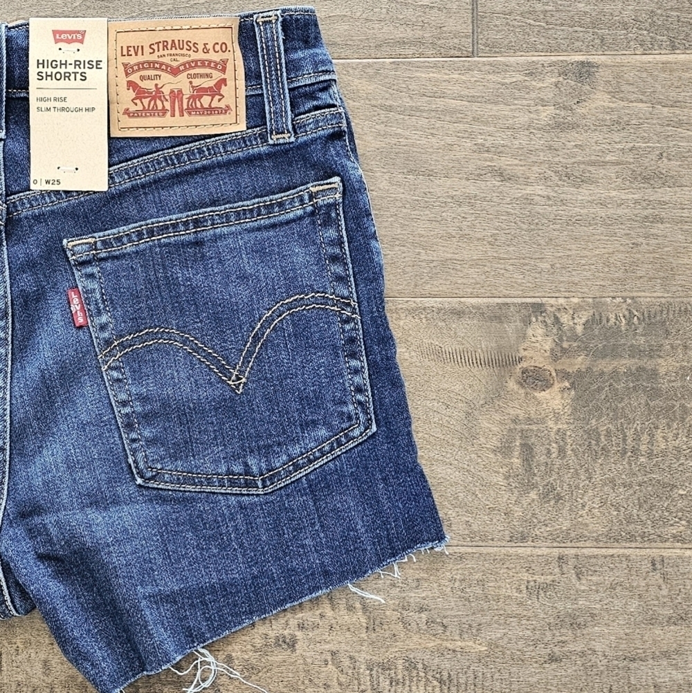 New Levi's High-Rise Blue Jean Shorts Sz 25 - Picture 5 of 6